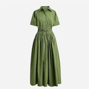 J.Crew Elena Shirt-Dress Cotton Poplin Green 6